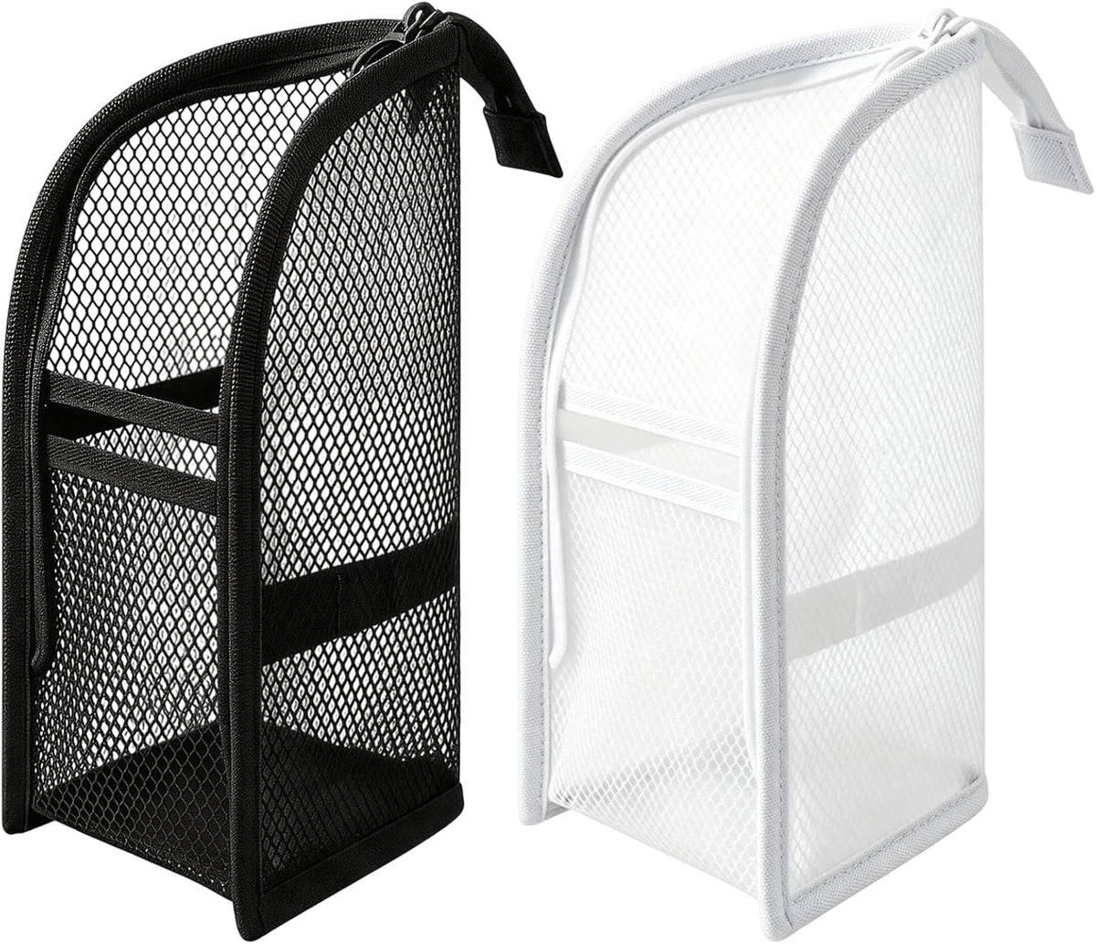 2 PCS Standing Toiletry Bag, Foldable Hanging Travel Cosmetic Organizer, Large Capacity for Toothbrush and Toiletries (Black+White)