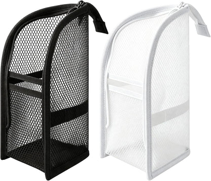 2 PCS Standing Toiletry Bag, Foldable Hanging Travel Cosmetic Organizer, Large Capacity for Toothbrush and Toiletries (Black+White)