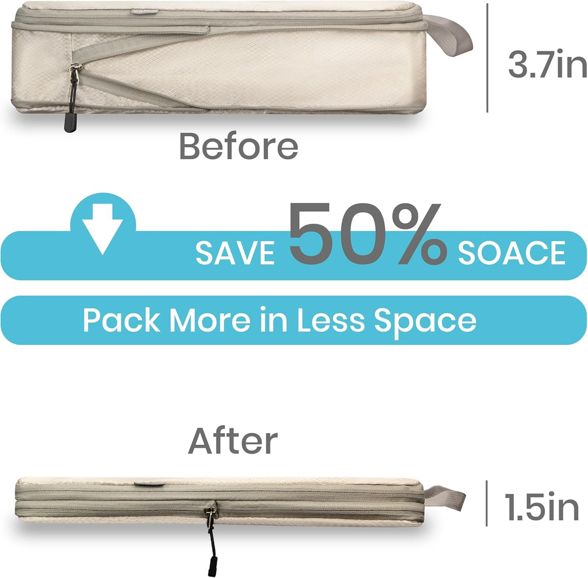 Compression Travel Packing Cubes with White Mesh, Black, 4Pcs | Waterproof fabric and See-Through Mesh, Space-Saving Compression Organizer for Travel and Daily Clothes Storage