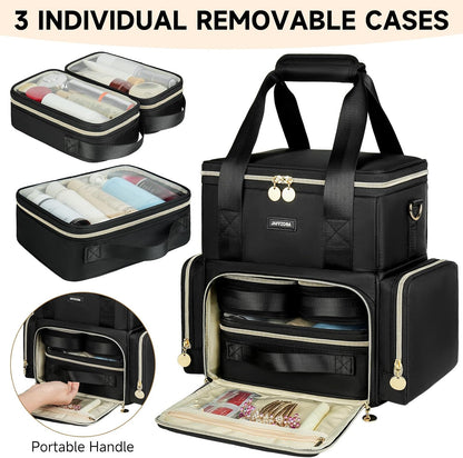 Extra Large Makeup Bag,4 in 1 Cosmetic Storage Organizer Travel Case with 3 Detachable Pouches and Dividers,Pink