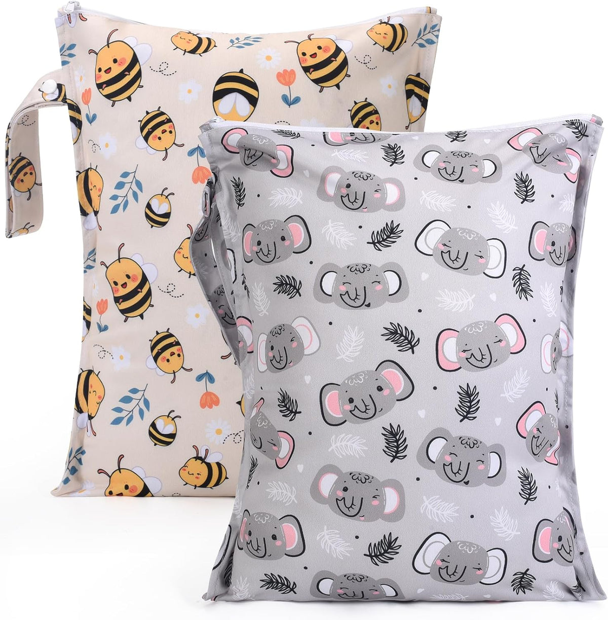 Mess-Proof Waterproof Wet Dry bag,2 Pack Reusable,Wet Bags for Swimsuits & Baby Clothes,Leakproof Wet bag for Travel & Diaper Changes for Baby-Floral