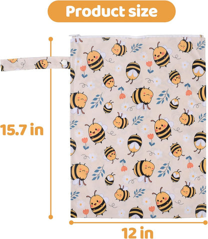 Mess-Proof Waterproof Wet Dry bag,2 Pack Reusable,Wet Bags for Swimsuits & Baby Clothes,Leakproof Wet bag for Travel & Diaper Changes for Baby-Floral