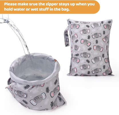 Mess-Proof Waterproof Wet Dry bag,2 Pack Reusable,Wet Bags for Swimsuits & Baby Clothes,Leakproof Wet bag for Travel & Diaper Changes for Baby-Floral