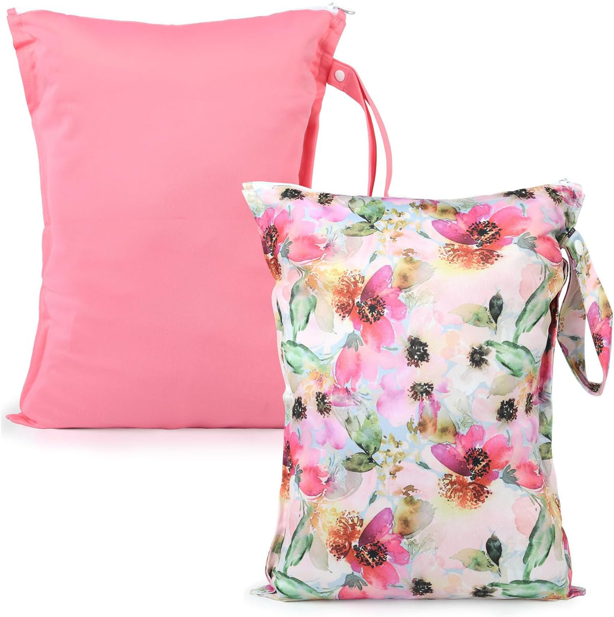 Mess-Proof Waterproof Wet Dry bag,2 Pack Reusable,Wet Bags for Swimsuits & Baby Clothes,Leakproof Wet bag for Travel & Diaper Changes for Baby-Floral