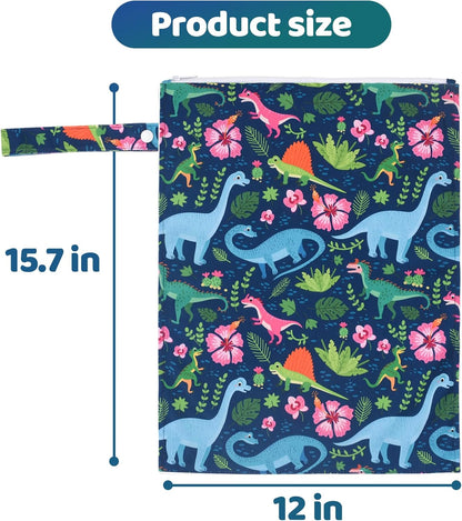 Mess-Proof Waterproof Wet Dry bag,2 Pack Reusable,Wet Bags for Swimsuits & Baby Clothes,Leakproof Wet bag for Travel & Diaper Changes for Baby-Floral