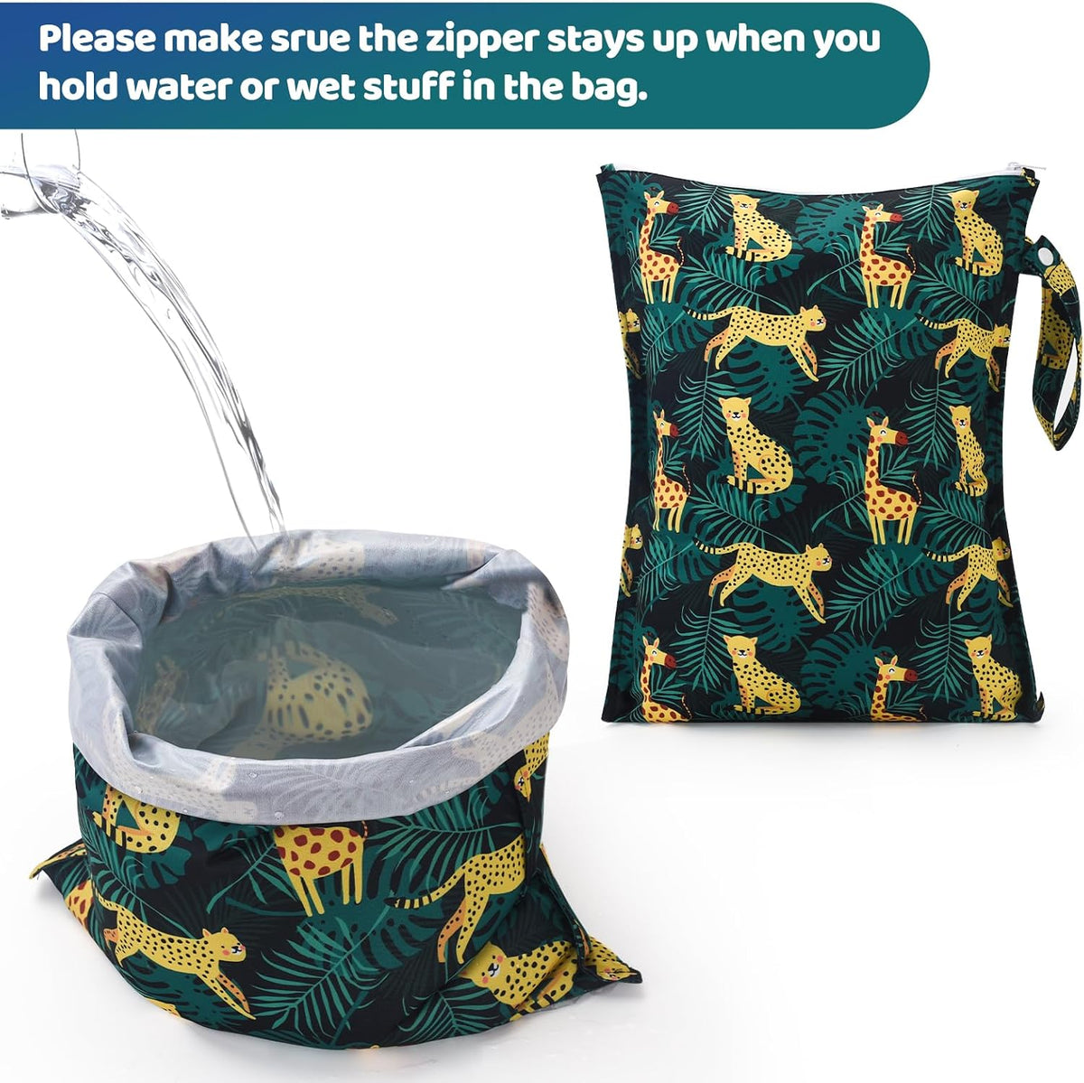 Mess-Proof Waterproof Wet Dry bag,2 Pack Reusable,Wet Bags for Swimsuits & Baby Clothes,Leakproof Wet bag for Travel & Diaper Changes for Baby-Floral