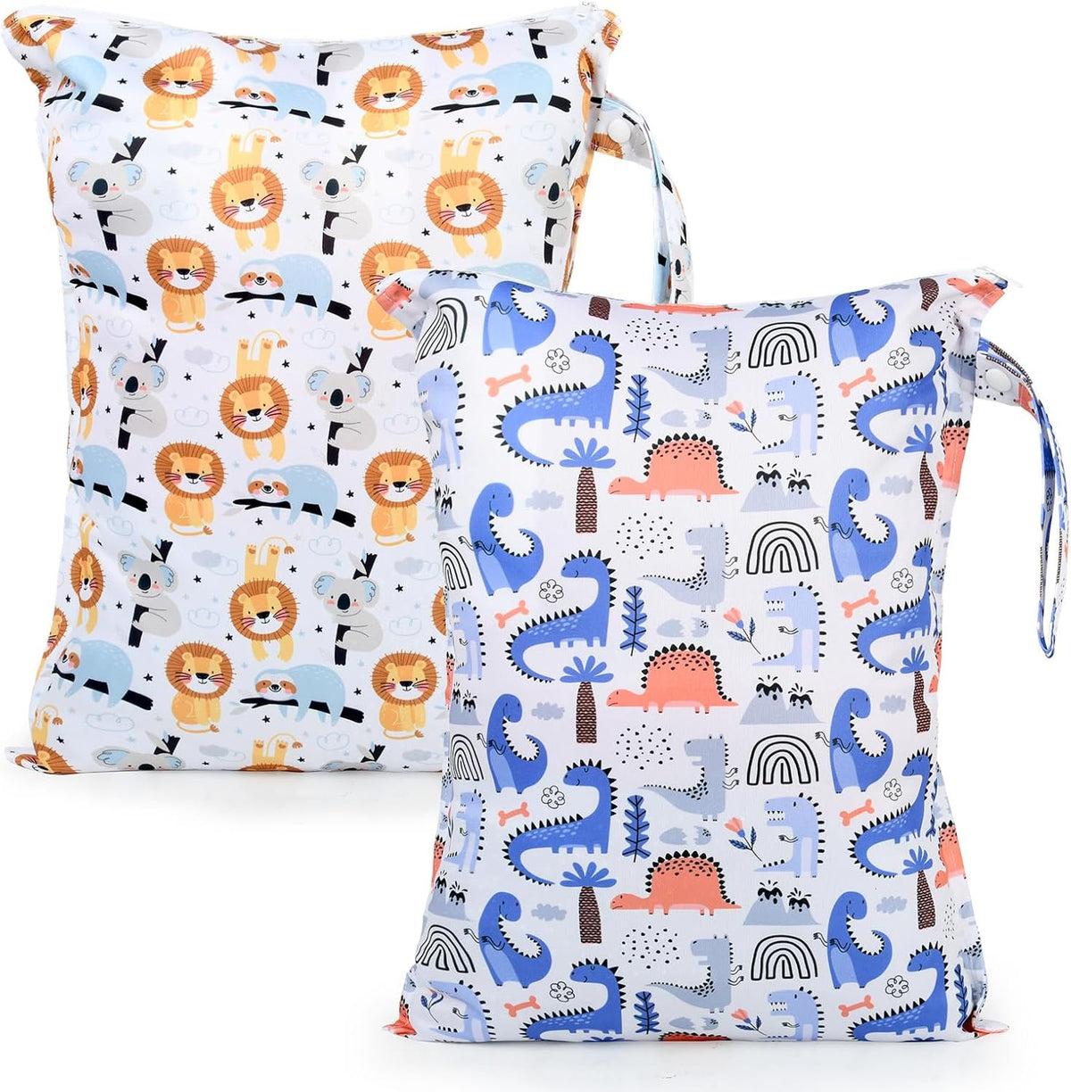 Mess-Proof Waterproof Wet Dry bag,2 Pack Reusable,Wet Bags for Swimsuits & Baby Clothes,Leakproof Wet bag for Travel & Diaper Changes for Baby-Floral