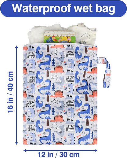 Mess-Proof Waterproof Wet Dry bag,2 Pack Reusable,Wet Bags for Swimsuits & Baby Clothes,Leakproof Wet bag for Travel & Diaper Changes for Baby-Floral