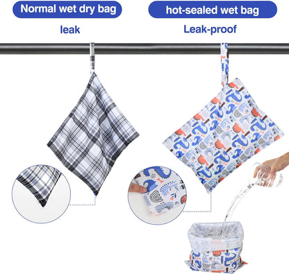 Mess-Proof Waterproof Wet Dry bag,2 Pack Reusable,Wet Bags for Swimsuits & Baby Clothes,Leakproof Wet bag for Travel & Diaper Changes for Baby-Floral