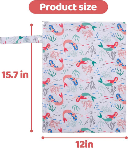 Mess-Proof Waterproof Wet Dry bag,2 Pack Reusable,Wet Bags for Swimsuits & Baby Clothes,Leakproof Wet bag for Travel & Diaper Changes for Baby-Floral