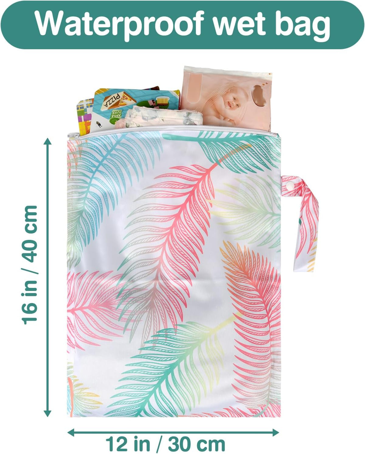 Mess-Proof Waterproof Wet Dry bag,2 Pack Reusable,Wet Bags for Swimsuits & Baby Clothes,Leakproof Wet bag for Travel & Diaper Changes for Baby-Floral