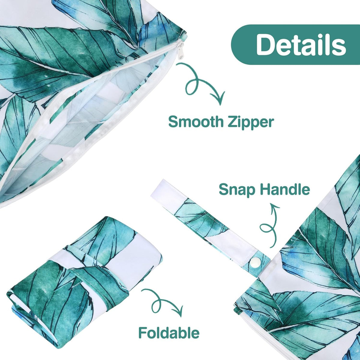Mess-Proof Waterproof Wet Dry bag,2 Pack Reusable,Wet Bags for Swimsuits & Baby Clothes,Leakproof Wet bag for Travel & Diaper Changes for Baby-Floral