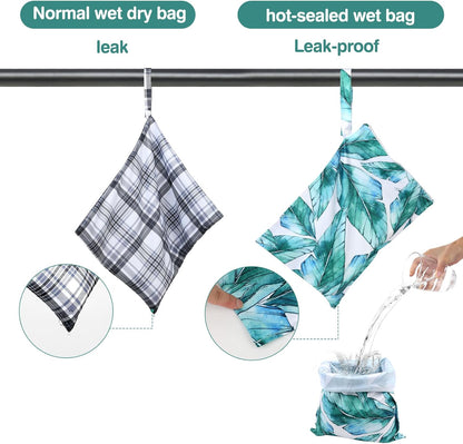 Mess-Proof Waterproof Wet Dry bag,2 Pack Reusable,Wet Bags for Swimsuits & Baby Clothes,Leakproof Wet bag for Travel & Diaper Changes for Baby-Floral