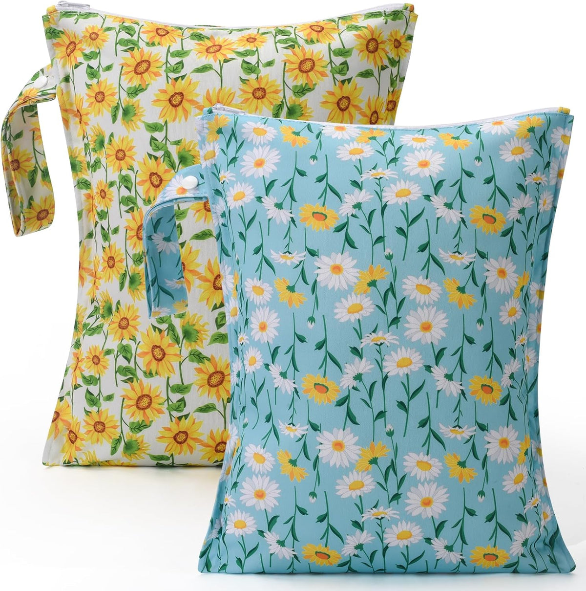 Mess-Proof Waterproof Wet Dry bag,2 Pack Reusable,Wet Bags for Swimsuits & Baby Clothes,Leakproof Wet bag for Travel & Diaper Changes for Baby-Floral