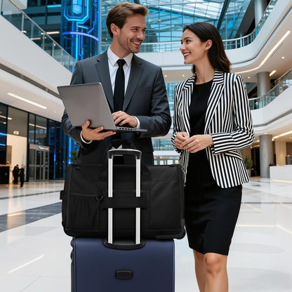 2 in 1 Rolling Garment Bag with Wheels,Overnight Bags with Wheels,Rolling Duffle Bag w/Shoes Compartment Hanging Suit Dress,Lightweight and Waterproof,Green
