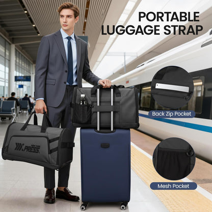 2 in 1 Rolling Garment Bag with Wheels,Overnight Bags with Wheels,Rolling Duffle Bag w/Shoes Compartment Hanging Suit Dress,Lightweight and Waterproof,Green