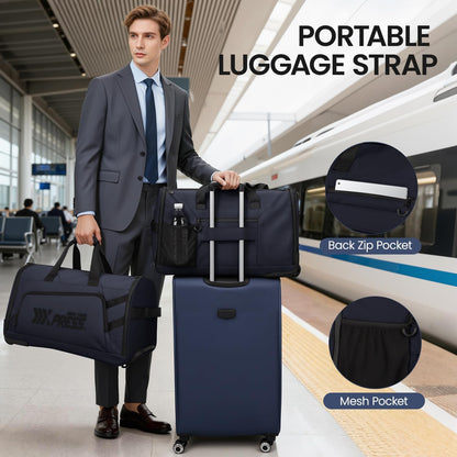 2 in 1 Rolling Garment Bag with Wheels,Overnight Bags with Wheels,Rolling Duffle Bag w/Shoes Compartment Hanging Suit Dress,Lightweight and Waterproof,Green