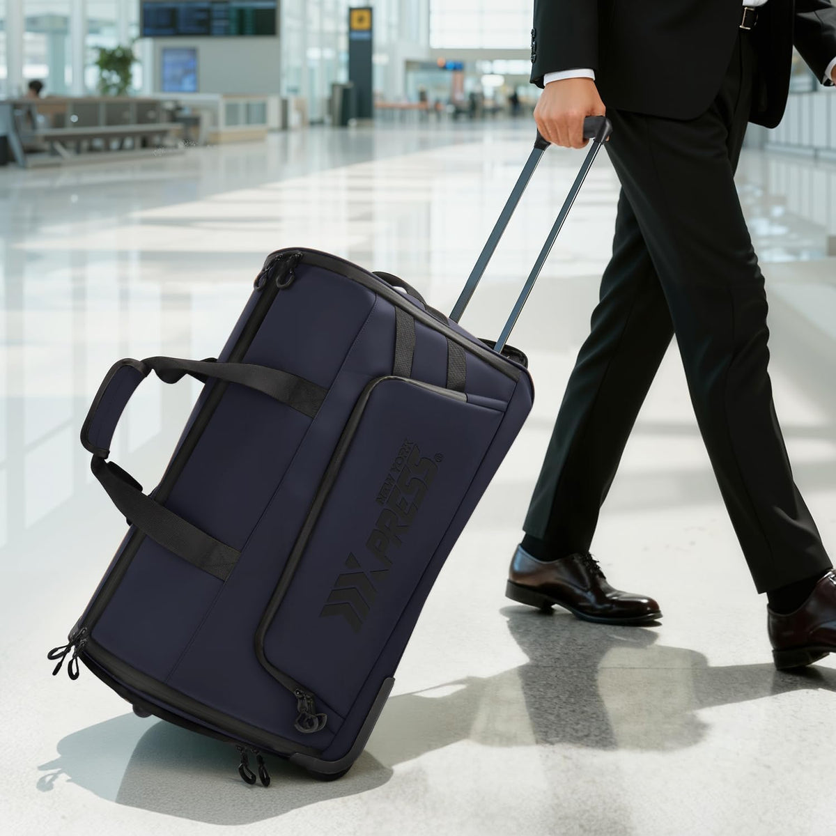2 in 1 Rolling Garment Bag with Wheels,Overnight Bags with Wheels,Rolling Duffle Bag w/Shoes Compartment Hanging Suit Dress,Lightweight and Waterproof,Green