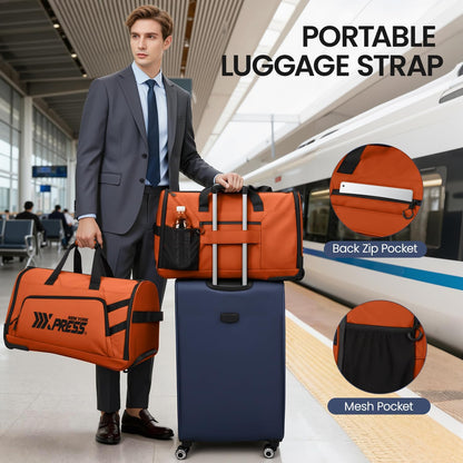 2 in 1 Rolling Garment Bag with Wheels,Overnight Bags with Wheels,Rolling Duffle Bag w/Shoes Compartment Hanging Suit Dress,Lightweight and Waterproof,Green