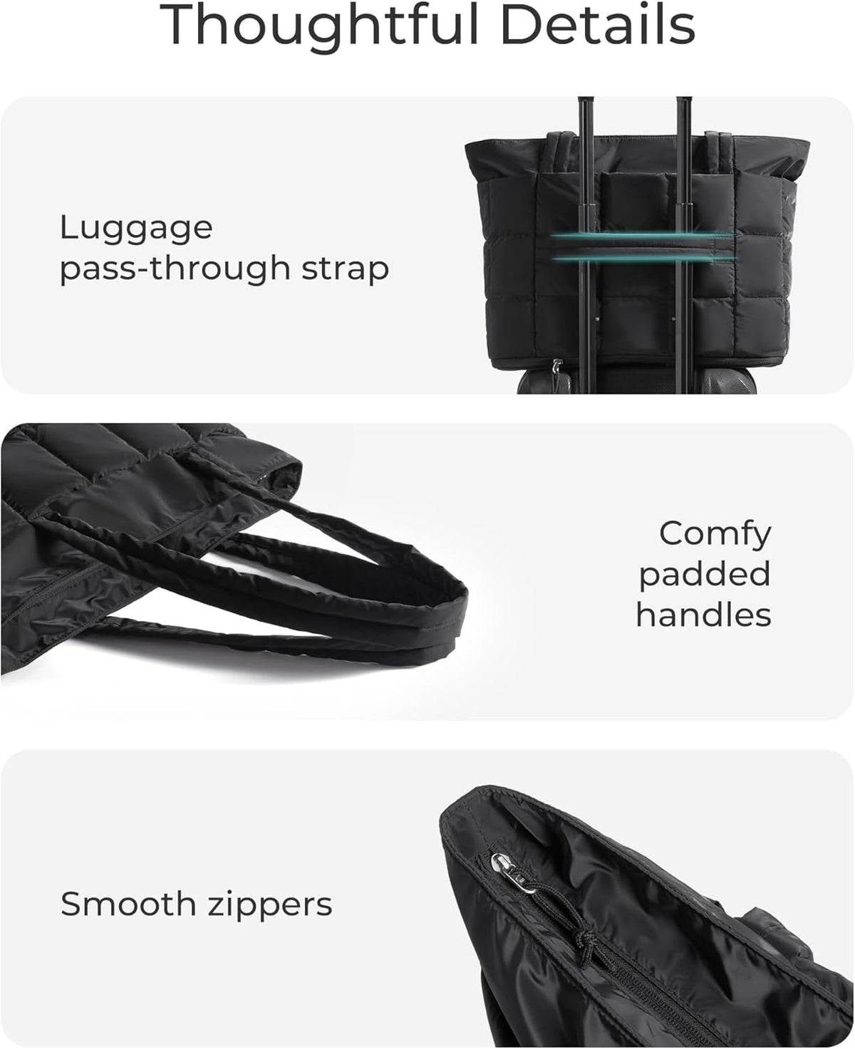 Expandable Tote Bag for Women, Puffer Work Tote Handbag, Quilted Carry On Bag for Travel Gym