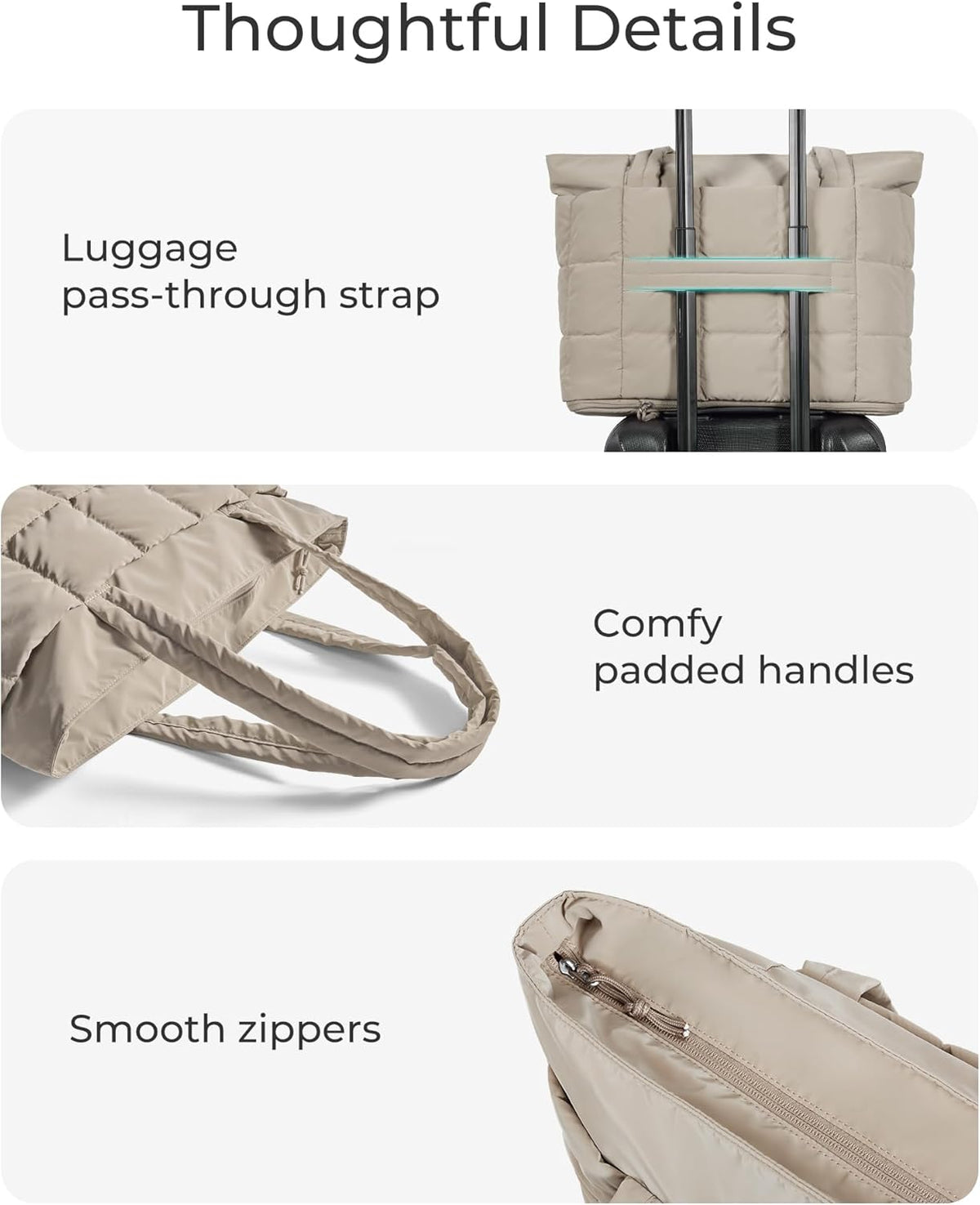 Expandable Tote Bag for Women, Puffer Work Tote Handbag, Quilted Carry On Bag for Travel Gym