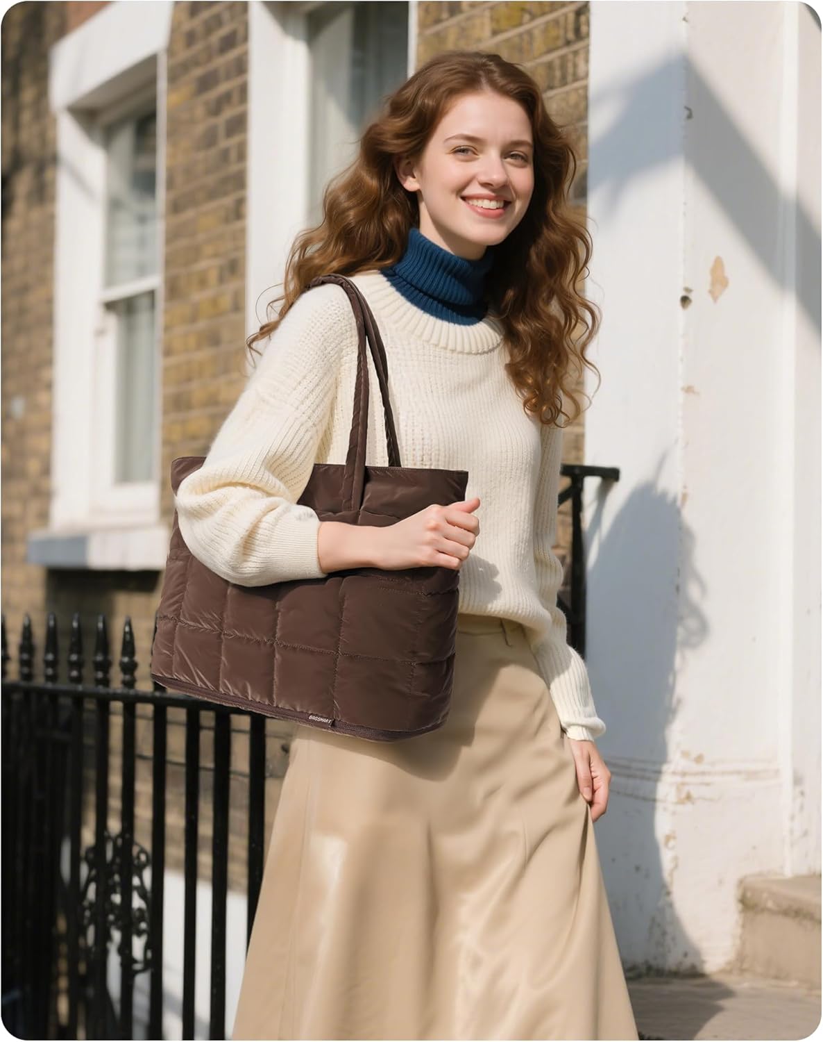Expandable Tote Bag for Women, Puffer Work Tote Handbag, Quilted Carry On Bag for Travel Gym