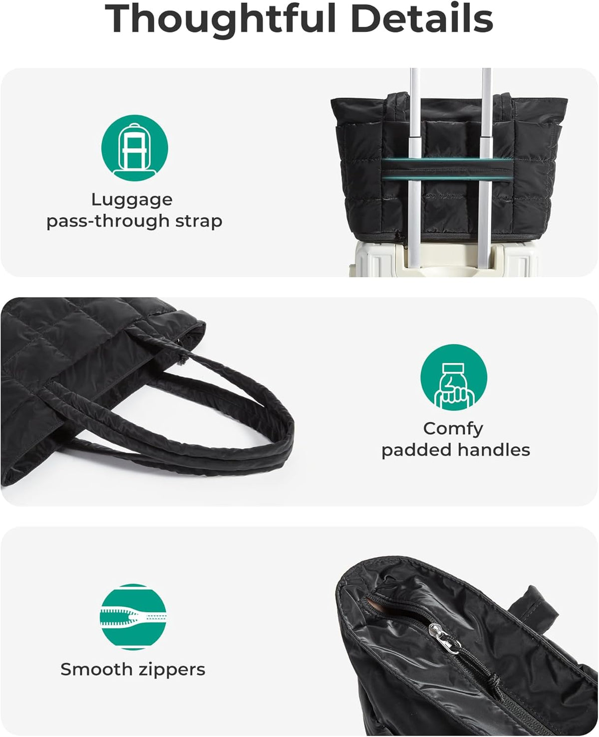 Expandable Tote Bag for Women, Puffer Work Tote Handbag, Quilted Carry On Bag for Travel Gym