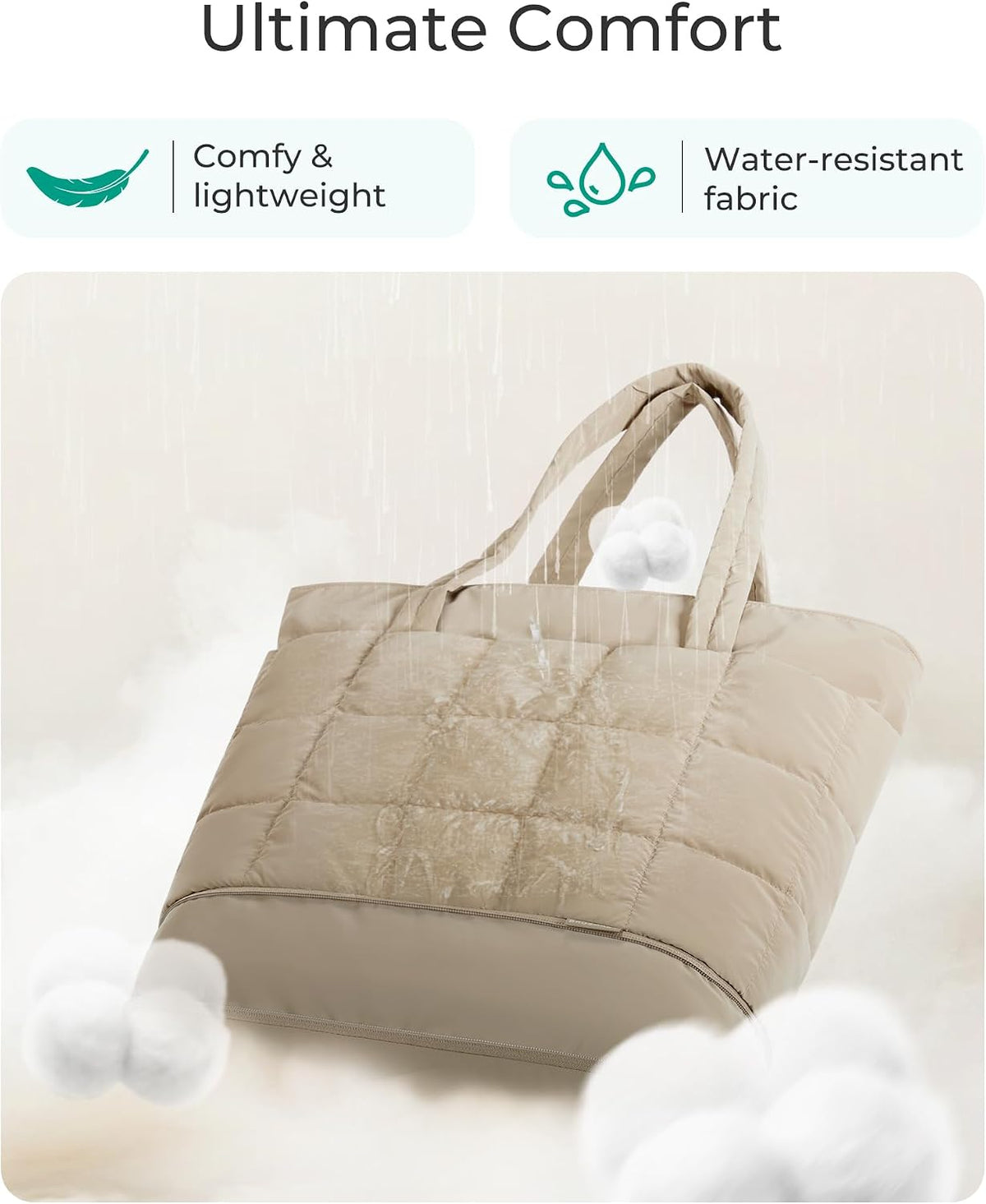Expandable Tote Bag for Women, Puffer Work Tote Handbag, Quilted Carry On Bag for Travel Gym