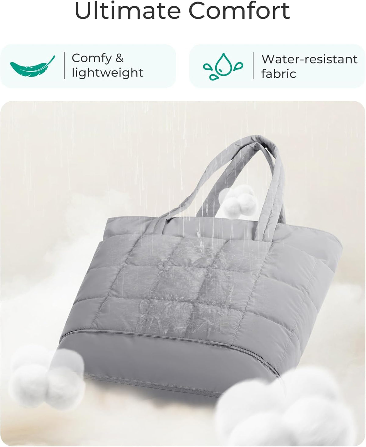 Expandable Tote Bag for Women, Puffer Work Tote Handbag, Quilted Carry On Bag for Travel Gym