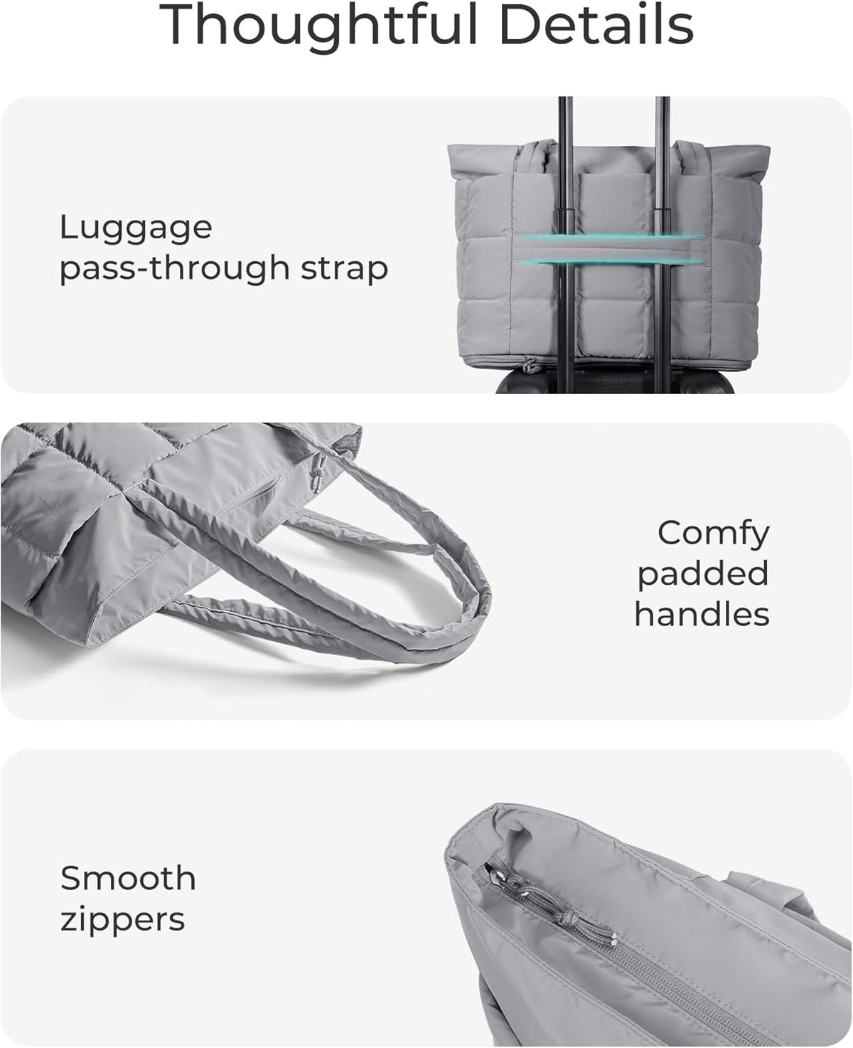 Expandable Tote Bag for Women, Puffer Work Tote Handbag, Quilted Carry On Bag for Travel Gym