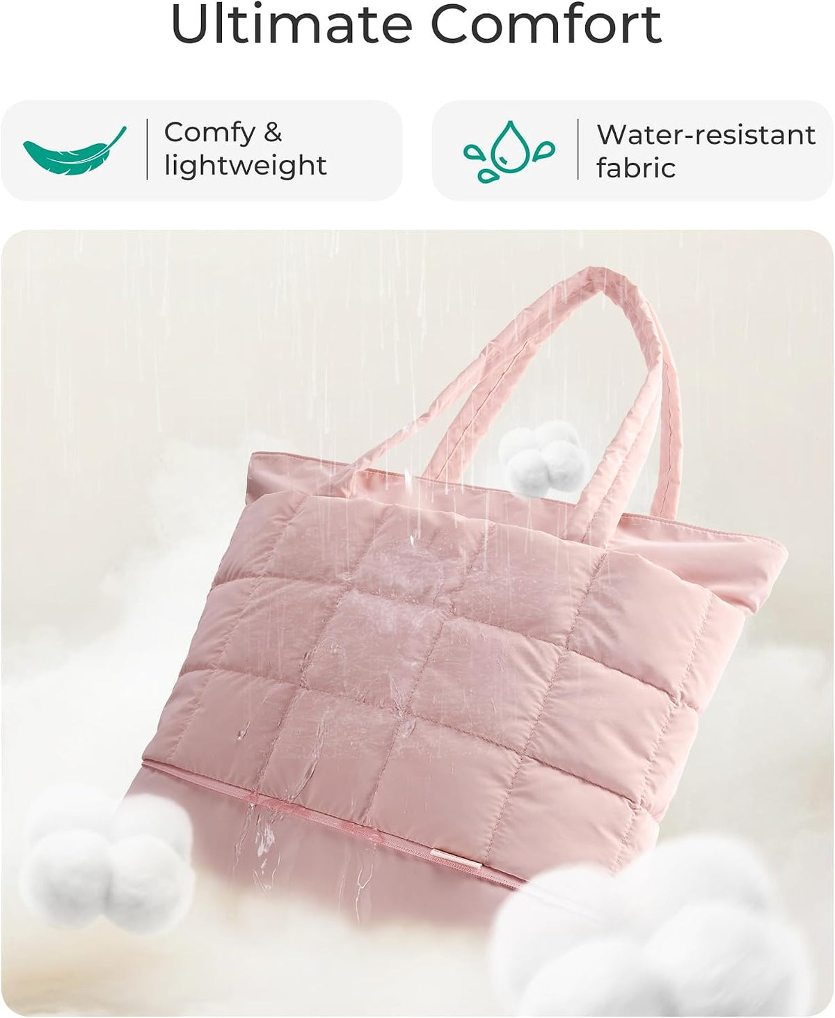 Expandable Tote Bag for Women, Puffer Work Tote Handbag, Quilted Carry On Bag for Travel Gym