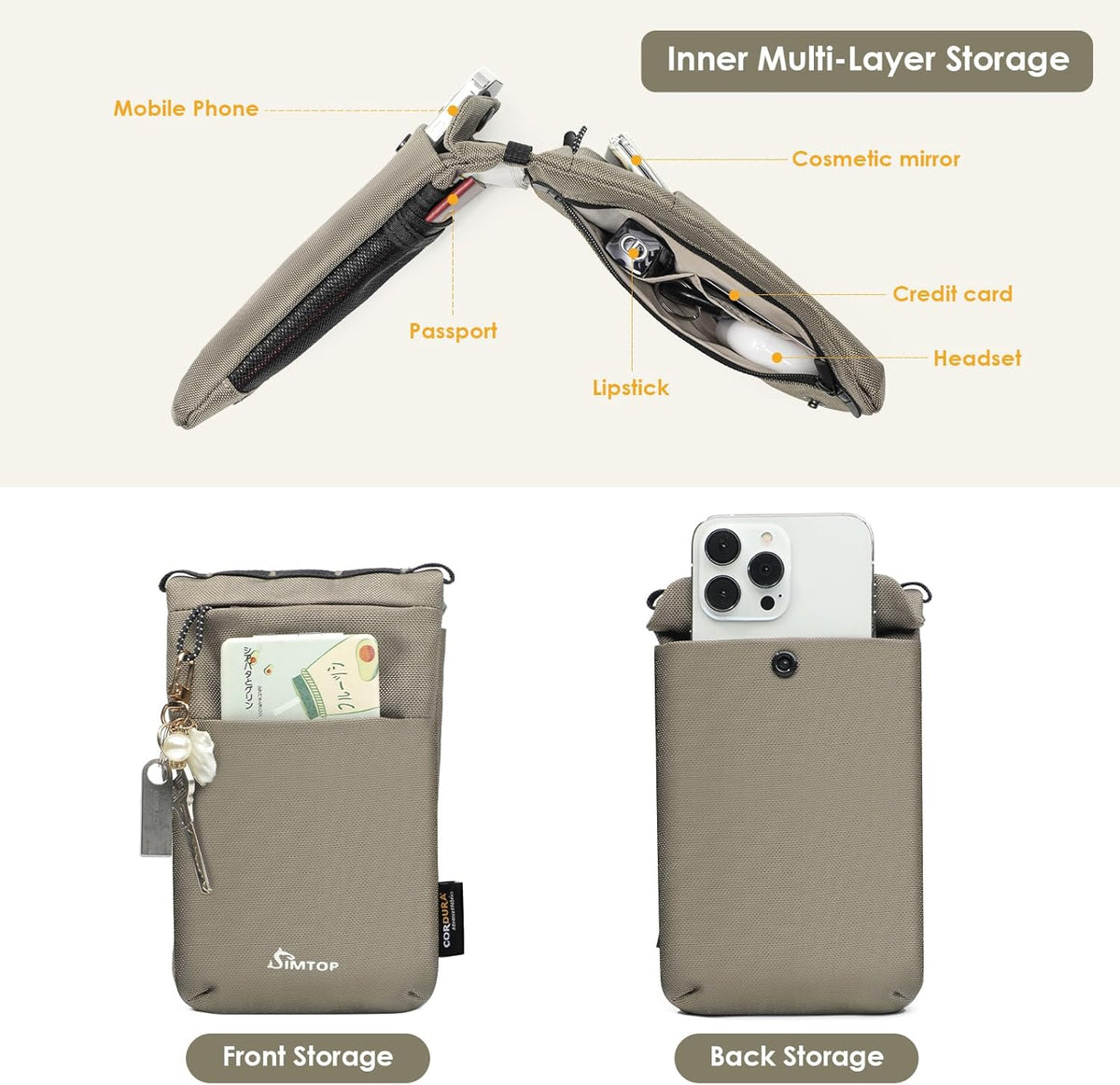 Small Crossbody Bag Cell Phone Purse for Women Lightweight RFID Anti-Theft Water-Resistant Adjustable Strap Phone/Keys