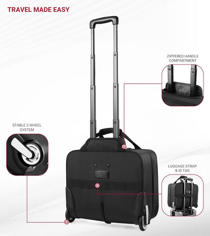 Rigid Frame Rolling Laptop Bag 18"×14"×8", Water-Resistant Rolling Briefcase with Wheels, Business Travel Computer Bag, Underseat Carry on Luggage for Men & Women