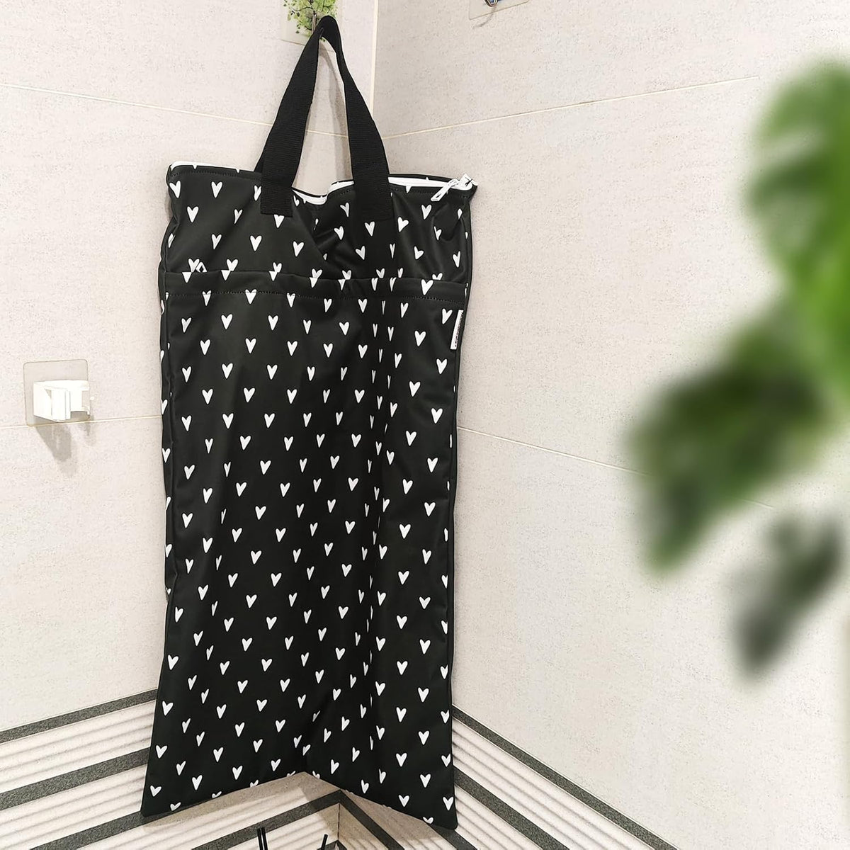 Reusable Hanging Wet Dry Bags for Baby Items, Cloth Diapers, Swimsuits, Travel, Gym Clothes, Beach, Pump Parts, Toiletries, Two Zippered Pockets, 2 Pack (W006L)