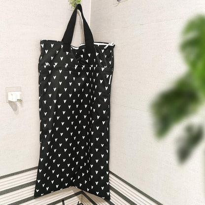 Reusable Hanging Wet Dry Bags for Baby Items, Cloth Diapers, Swimsuits, Travel, Gym Clothes, Beach, Pump Parts, Toiletries, Two Zippered Pockets, 2 Pack (W006L)