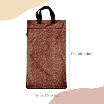 Reusable Hanging Wet Dry Bags for Baby Items, Cloth Diapers, Swimsuits, Travel, Gym Clothes, Beach, Pump Parts, Toiletries, Two Zippered Pockets, 2 Pack (W006L)