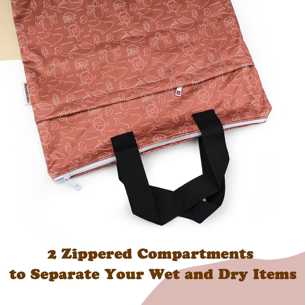 Reusable Hanging Wet Dry Bags for Baby Items, Cloth Diapers, Swimsuits, Travel, Gym Clothes, Beach, Pump Parts, Toiletries, Two Zippered Pockets, 2 Pack (W006L)