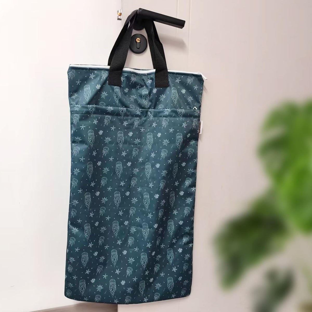 Reusable Hanging Wet Dry Bags for Baby Items, Cloth Diapers, Swimsuits, Travel, Gym Clothes, Beach, Pump Parts, Toiletries, Two Zippered Pockets, 2 Pack (W006L)