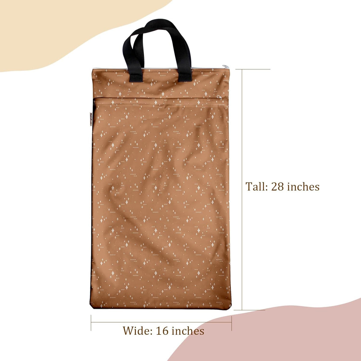 Reusable Hanging Wet Dry Bags for Baby Items, Cloth Diapers, Swimsuits, Travel, Gym Clothes, Beach, Pump Parts, Toiletries, Two Zippered Pockets, 2 Pack (W006L)