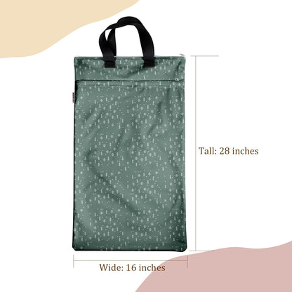 Reusable Hanging Wet Dry Bags for Baby Items, Cloth Diapers, Swimsuits, Travel, Gym Clothes, Beach, Pump Parts, Toiletries, Two Zippered Pockets, 2 Pack (W006L)