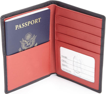 Royce Leather Rfid Blocking Bifold Passport Currency Travel Wallet Bi-Fold Wallet, Brown