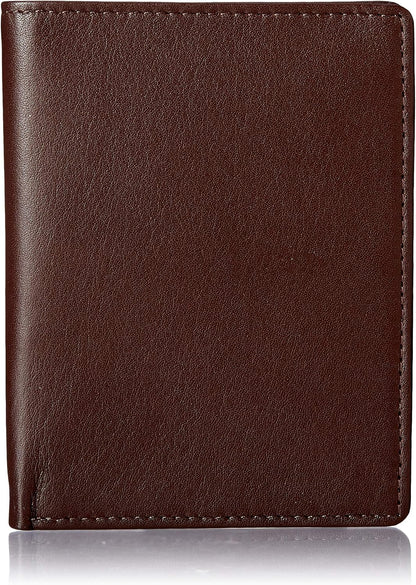 Royce Leather Rfid Blocking Bifold Passport Currency Travel Wallet Bi-Fold Wallet, Brown