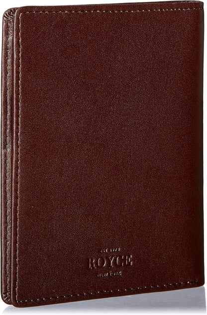 Royce Leather Rfid Blocking Bifold Passport Currency Travel Wallet Bi-Fold Wallet, Brown