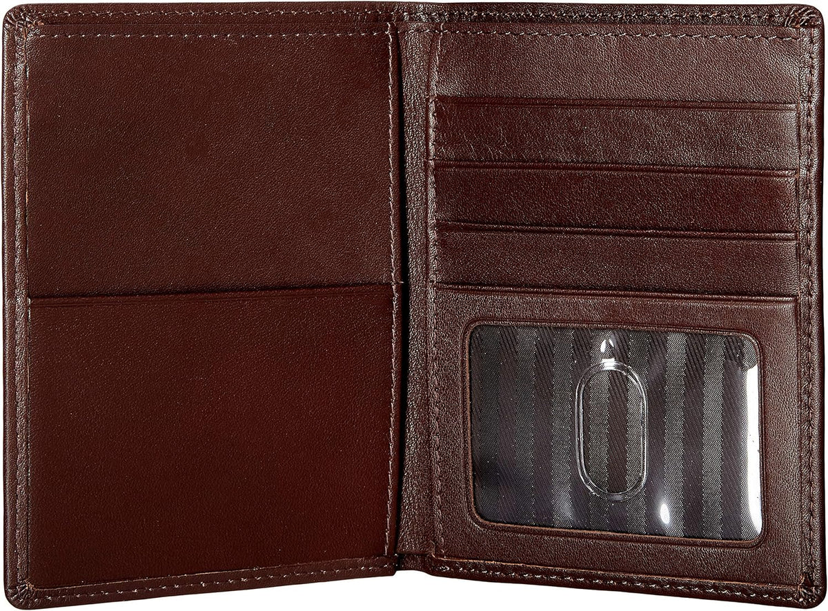 Royce Leather Rfid Blocking Bifold Passport Currency Travel Wallet Bi-Fold Wallet, Brown