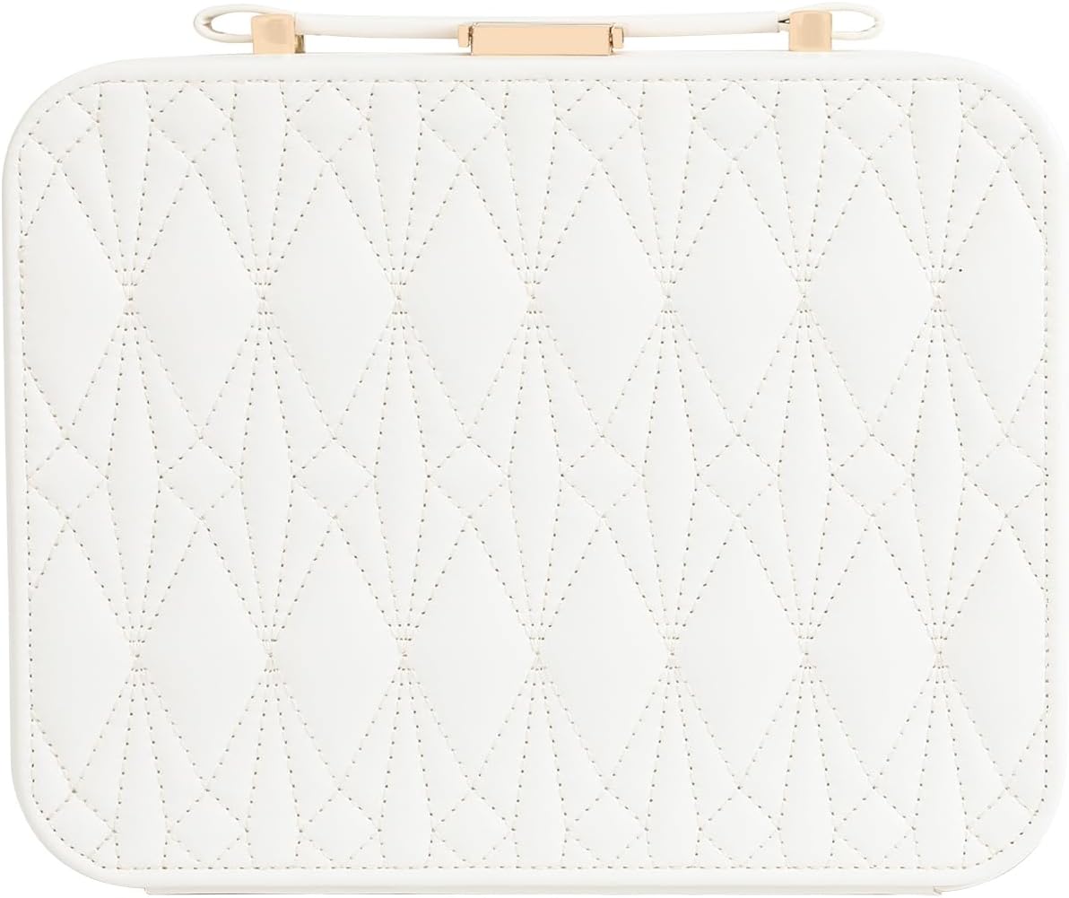 Travel Jewelry Case Large, Jewelry Box Large Jewelry Travel Organizer Jewelry Case with Handle, Best Gift for women Girls, Grey