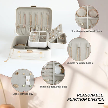 Travel Jewelry Case Large, Jewelry Box Large Jewelry Travel Organizer Jewelry Case with Handle, Best Gift for women Girls, Grey