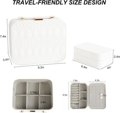 Travel Jewelry Case Large, Jewelry Box Large Jewelry Travel Organizer Jewelry Case with Handle, Best Gift for women Girls, Grey