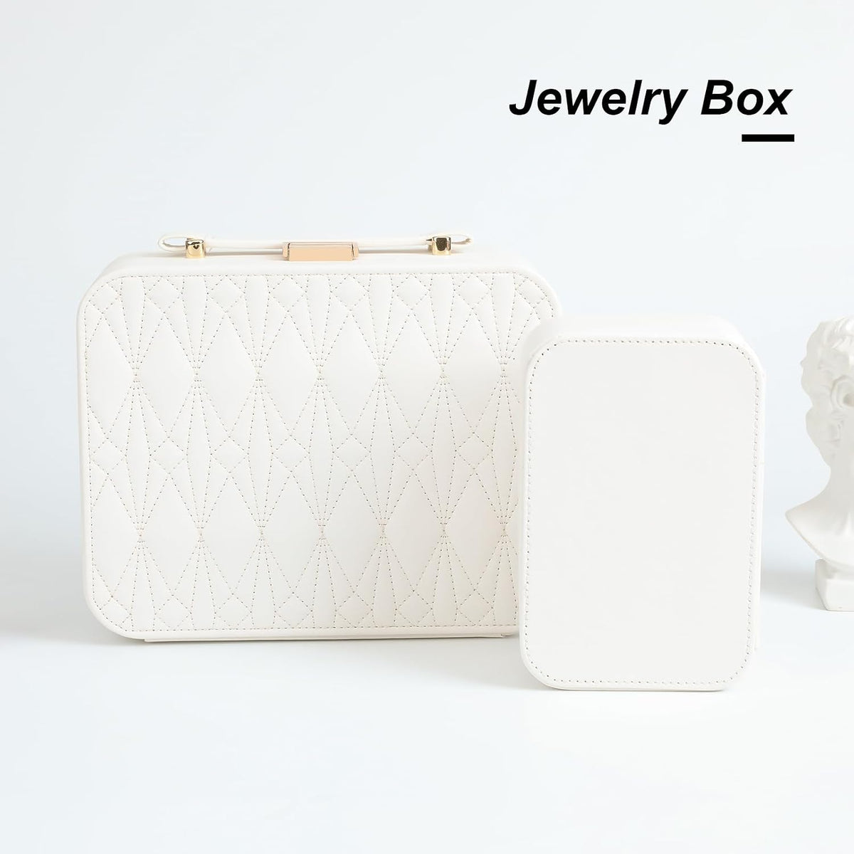 Travel Jewelry Case Large, Jewelry Box Large Jewelry Travel Organizer Jewelry Case with Handle, Best Gift for women Girls, Grey