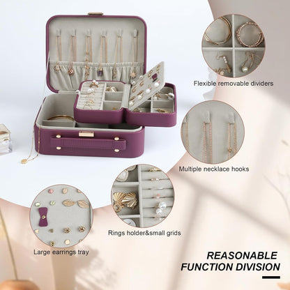 Travel Jewelry Case Large, Jewelry Box Large Jewelry Travel Organizer Jewelry Case with Handle, Best Gift for women Girls, Grey