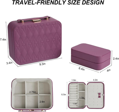 Travel Jewelry Case Large, Jewelry Box Large Jewelry Travel Organizer Jewelry Case with Handle, Best Gift for women Girls, Grey